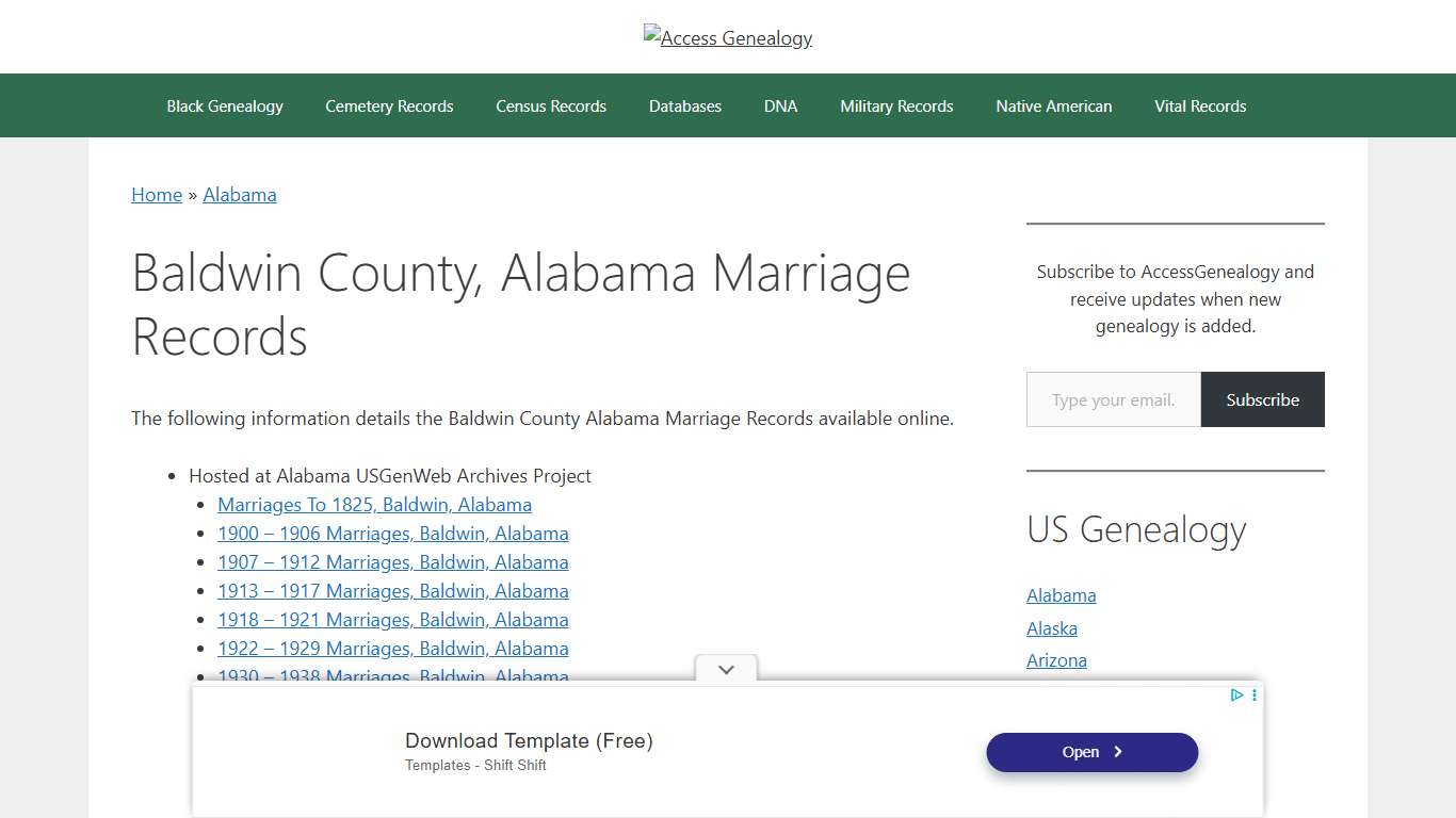 Baldwin County, Alabama Marriage Records – Access Genealogy